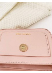 1pc New Fashionable Chic Handbag Solid Color Sweet Bow PU Small Square Shoulder Bag