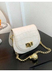 1pc New Cute Girl Niche High End Pu Mini Crossbody Bag And Fashionable New Bag Fresh And Dopamine Color Matching Youthful Girl Style Can Be Carried By Hand Or Across The Body Metal Chain Casual And Fa