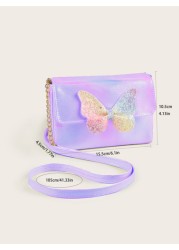 Metallic Glossy Funky Style Shoulder Bag With Butterfly Detailing