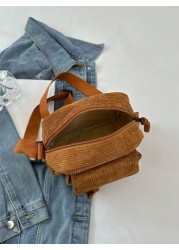 1pc Young Girl Plush Fabric Zipper Closure Casual Sling Bag Suitable For Everyday Use