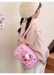 Sanrio 1pc Sanrio Fashion Versatile Girls Crossbody Shoulder Bag Kuromi Cinnamoroll Design PU Leather Kids Small Square Bag