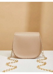 1pc Girls Mini Solid Color Crossbody Bag With Lip Stick Earphone Case Coin Purse Saddle Lip Stick Shoulder Bag Ideal For Daily Use Gift