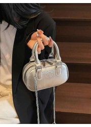 1pc Girls Plain Cute Girl Print PU Handbag Zipper Closure Simple Versatile Girl Crossbody Bag Suitable For Daily Or Festival Use