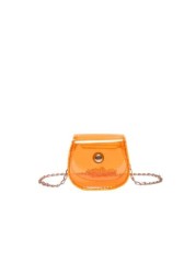 1pc Candy Colored PVC Mini Chain Crossbody Bag For Girls Suitable For Daily Use