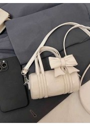 Fashion Bow Mini Handbag Solid Color Cute Small Crossbody Bag Lipstick Pouch