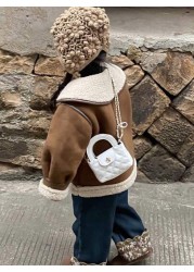 Cute Square Shaped Shoulder Bag For Baby Girls PU Leather Fashion Mini Crossbody Bag Versatile