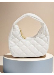 Children s Fashion Embroidered Crescent Moon Shaped Handbag Girls Casual Checkered Coin Purse Lipstick Case Soft Fashionable Pouch Ideal Holiday Gift
