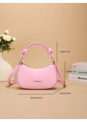 1pc PU Solid Color Fashion Handbag With Zipper Closure Shoulder Crossbody Bag Suitable For Daily Use And Outings