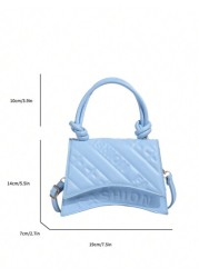 1pc Girls New Pu Striped Indentation Letter Candy Color Handbag Solid Color Western Style Shoulder Crossbody Handbag Small Square Bag Personality Creative Versatile Fashion Elegant Niche Crossbody Bag