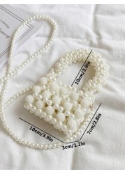Girls Faux Pearl Beaded Square Bag