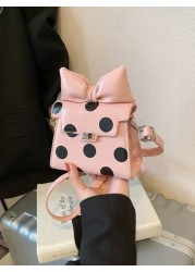 1pc Fashionable And Cute Polka Dot Kelly French Retro High End One Shoulder Crossbody Handheld Mini Lipstick Bag Children s Bag With A Fashionable And Exquisite Polka Dot Shape Of The Small Square Bag