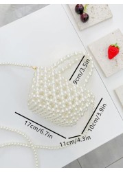 Girls Faux Pearl Beaded Satchel Bag