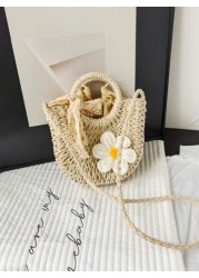 1pc Handbag Drawstring Opening And Closing This Year s Popular Handmade Sunflower Woven Bag For Girl 2025 New Ins Versatile Summer Messenger Bag Shoulder Handbag Comfortable Shoulder Strap Suitable Fo