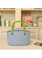 1pc New Fashion Silicone Perforated Tote Bag Casual Shopping Basket Handbag