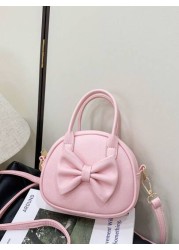 1pc Pu Zipper Fashion Sweet Bow Princess Style Candy Color Handbag Korean French Exquisite Aesthetic Niche Design Adjustable Shoulder Strap Shoulder Messenger Bag Versatile Casual Highly Attractive Ba