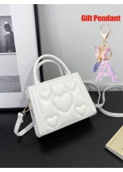 1pc Vintage Heart Quilted Handbag Casual Shoulder Crossbody Bag For Daily Use 1pc Purple Gift Pendant