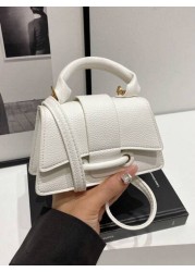 1pc Pu Magnet Closure Fashionable Solid Color Lychee Pattern Handbag Niche Design Stylish Shoulder Crossbody Bag Suitable For A Variety Of Occasions Adjustable Shoulder Straps Are Versatile And Not Pi