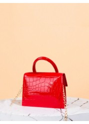Glossy Patent Leather Chain Strap Satchel
