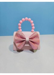 Children s New Pearl Handheld Bag Festival Gift PU Leather Bowknot Fashion Mini Princess Handbag For Little Girls Coin Purse Mini Shoulder Bag