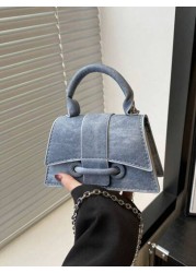 1pc Retro Korean Style Handbag Personalized Fashion Simple Temperament Shoulder Crossbody Small Square Bag Pu Material Magnetic Buckle Closure Adjustable Shoulder Strap Suitable For Teenagers Shopping
