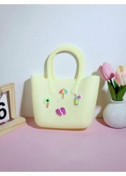 1pc Silicone Hollow Tote Bag For DIY Parent Child Storage Beach Use Suitable For Carrying Phone Messenger Bag Maternity Bag