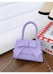 1pc Pu Magnet Closure Mini Fashion Cartoon Cute Sweet Bow Handbag Niche Design For Going Out To Play Change Lipstick Bag Korean Highly Attractive Chain Shoulder Messenger Bag Suitable For Going Out Sc