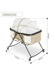 Teknum 3-IN-1 Baby Cot/Cradle w/ Mosquito net &amp; Wheels &ndash; Ivory