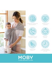 Moby Ring Sling Wrap Carrier HandsFree Versatile Support Wrap for Mothers Fathers and Caregivers Breathable Baby Wrap Carrier for Newborns Infants Toddlers Supports 830 lbs Pewter