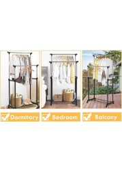 Fitto Clothes Drying Foldable Stand - Adjustable &amp; Space-Saving, Black, Portable Laundry Rack for Indoor &amp; Outdoor Use