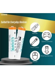 COOPIC Create Cool Pictures Rechargeable AAA Batteries, 1200mAh High Capacity Batteries 1.2V HR03 NiMH Low Self Discharge (4pcs)…