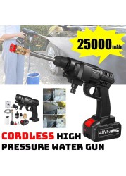 Generic YU Well 48V 25000mAh 30Bar Cordless High Pressure Car Washer With Nozzles Water Gun Set