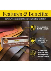 FiebingsGlycerine Saddle Soap for Leather Cleaner Conditioner Restorer for Car Seats Couches Shoes Purses Boots Bags Leather Goods 7 oz