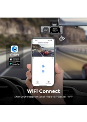 كاميرا ذكية 4K WiFi GPS - كاميرا أمامية وخلفية للسيارة مع تطبيق، كاميرا 4K Ultra HD Dash، إعداد USB سهل، تسجيل متكرر، رؤية ليلية، وضع وقوف السيارات
