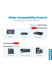 فيليبس SWA2521W / 10 سلك صوت ستيريو 1.5 متر ذكر- أسود.