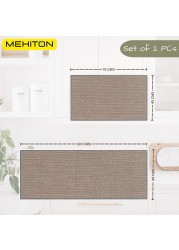 MEKITON - Set of 2 PCs Premium Anti-Fatigue, Non-Skid Natural Rubber Kitchen Floor Mats, Washable Runner Rugs for Kitchen Floor Front of Sink, Laundry Room 45X120CM + 45X75CM (Oats)