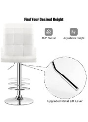 Galaxy Design Adjustable Bar Stools PU Leather Swivel Lift Kitchen Counter Pub Chair White Color - Size ( D x W x H ) 40 x 40 x 110 cm Model - GDF-J201.