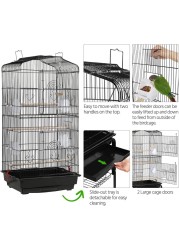 Egardenkart® Open Play Top Bird cage with Rolling Stand for Cockatiel Sun Conure Parakeet (Black)