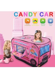 Kids Play Tent 2-4 Kids Open in Seconds Easy to Store Portable Ice Cream Truck Pop Up Play Tent Indoor Outdoor