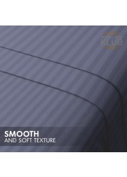 Klub Linen 3PC Striped Fitted Sheet Set, Ultra Soft Microfiber Bedding Set - 1 Fitted Sheet Queen (150x200cm) with Deep Pocket and 2 Pillowcases (50 x 75 cm), Dark Grey
