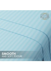 Klub Linen 3PC Striped Fitted Sheet Set, Ultra Soft Microfiber Bedding Set - 1 Fitted Sheet Single (90x190cm) with Deep Pocket and 2 Pillowcases (50 x 75 cm), Aqua