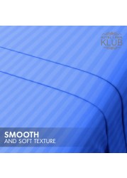 Klub Linen 3PC Striped Fitted Sheet Set, Ultra Soft Microfiber Bedding Set - 1 Fitted Sheet Single (90x190cm) with Deep Pocket and 2 Pillowcases (50 x 75 cm), Royal Blue