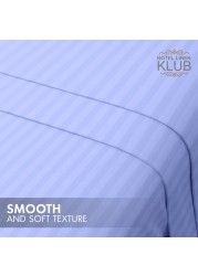 Klub Linen 3PC Striped Fitted Sheet Set, Ultra Soft Microfiber Bedding Set - 1 Fitted Sheet Single (90x190cm) with Deep Pocket and 2 Pillowcases (50 x 75 cm), lavender