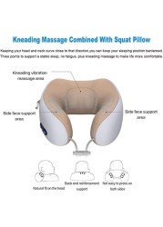 Generic 99 Travel Pillows For Sleeping Airplane, Portable Electric Neck Massager Soft Comfortable Breathable U-Shaped Memory Foam Massage Neck Pillow For Car Home And Office