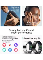 حلقة ذكية - جهاز تتبع اللياقة البدنية بنظام Android ومراقبة معدل ضربات القلب وتتبع النوم وعداد السعرات الحرارية وعداد الخطى وحلقة ذكية سوداء للرجال والنساء ومراقبة اللياقة البدنية والصحة
