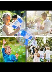 Radiotronics Blue Bubble Machine for Kids, Outdoor Indoor Basket Stuffers Automatic Toys Birthday Gifts for 3+ Years Old Toddlers Girls Boys Wedding Party Include Bubble Solution