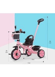 3-in-1 Toddler Tricycle with Push Handle, Safety Bar, and Storage &ndash; Lightweight, Convertible, Pink