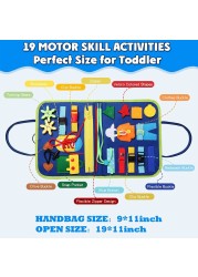 Sybil&#39;s Busy Books for Kids Montessori Preschool Activity Books for Toddlers and Kids 3-5 Years Children Educational Toys With Zipper Basic Skills Development Busy Board (Little Explorers Blue)