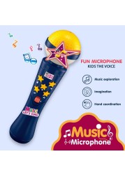 Kidwala Karaoke Blue Microphone Built In Music And Flashing Light Sing Along Mic With Battery Music Exploration Mic Third Gear Adjustment Mic Let&#39;s Sing Together Mic Toy For Girls