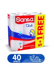 Sanita Club Extra Absorbency Household Towels 40 Sheet 6 Rolls
