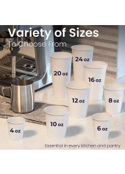 Yesocea 20 Oz. White Paper Cups Serve Your Drinks With Convenience And Style Disposable Hot Chocolate, Cocoa, Water, Coffee Cup [50 Cups]